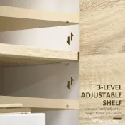 HOMCOM Mobilier multifunctional cu 2 usi de presiune si rafturi reglabile, dulap de living si dormitor din lemn, 80x40x70cm, alb si stejar 