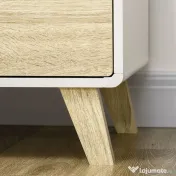 HOMCOM Mobilier multifunctional cu 2 usi de presiune si rafturi reglabile, dulap de living si dormitor din lemn, 80x40x70cm, alb si stejar 