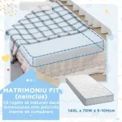 ZONEKIZ Pat pentru copii 3-6 ani cu stele si luna din MDF si PAL, 143x76x49 cm, culoare gri si lemn | Aosom Romania