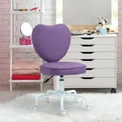 Vinsetto Scaun de Birou în Formă de Inimă cu 5 Rotile Pivotante și Înălțime Reglabilă, 40x50x79-89 cm, Violet 