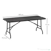 Outsunny Masă de Grădină Pliabilă pentru 6 Persoane, 180x75,5x73 cm, Gri Închis 