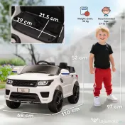 HOMCOM Mașinuță Electrică pentru Copii cu Motor Dublu, Suspensie și Telecomandă, 110x68x52 cm, Alb 