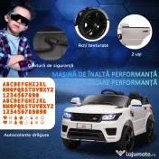 HOMCOM Mașinuță Electrică pentru Copii cu Motor Dublu, Suspensie și Telecomandă, 110x68x52 cm, Alb 