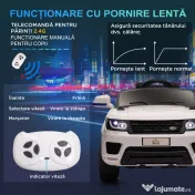 HOMCOM Mașinuță Electrică pentru Copii cu Motor Dublu, Suspensie și Telecomandă, 110x68x52 cm, Alb 