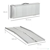 HOMCOM Rampe Mobile pentru Scaune cu Roți și Scutere, Pliabilă, Antiderapantă, Aliaj, Capacitate 272kg, 183x72x5cm, Silver | Aosom Romania 
