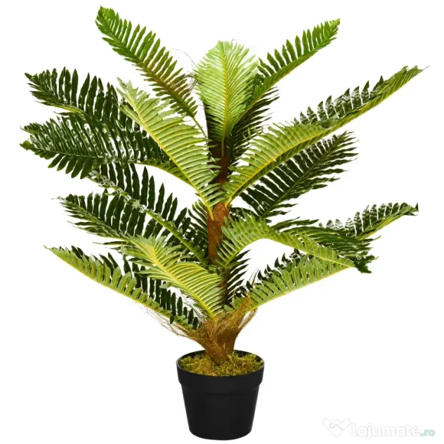 HOMCOM Plantă Artificială de Palmă cu 18 Frunze și Vas Inclus pentru Interior, Înălțime 85 cm, Verde | Aosom Romania