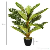 HOMCOM Plantă Artificială de Palmă cu 18 Frunze și Vas Inclus pentru Interior, Înălțime 85 cm, Verde | Aosom Romania