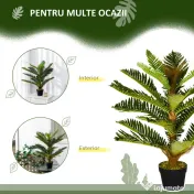 HOMCOM Plantă Artificială de Palmă cu 18 Frunze și Vas Inclus pentru Interior, Înălțime 85 cm, Verde | Aosom Romania