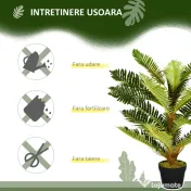 HOMCOM Plantă Artificială de Palmă cu 18 Frunze și Vas Inclus pentru Interior, Înălțime 85 cm, Verde | Aosom Romania