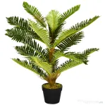 HOMCOM Plantă Artificială de Palmă cu 18 Frunze și Vas Inclus pentru Interior, Înălțime 85 cm, Verde