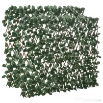 Outsunny Gard viu artificial cu 2 secțiuni, format din 356 frunze de iederă, din poliester și ratan, 200x100 cm, verde și maro