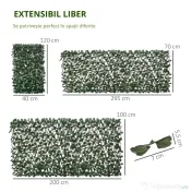 Outsunny Gard viu artificial cu 2 secțiuni, format din 356 frunze de iederă, din poliester și ratan, 200x100 cm, verde și maro
