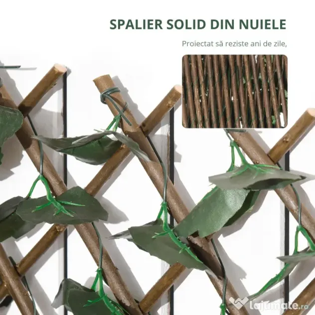 Outsunny Gard viu artificial cu 2 secțiuni, format din 356 frunze de iederă, din poliester și ratan, 200x100 cm, verde și maro