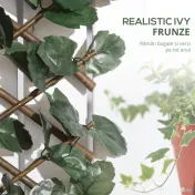 Outsunny Gard viu artificial cu 2 secțiuni, format din 356 frunze de iederă, din poliester și ratan, 200x100 cm, verde și maro