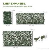 Outsunny Gard viu artificial cu 2 secțiuni, format din 356 frunze de iederă, din poliester și ratan, 200x100 cm, verde și maro