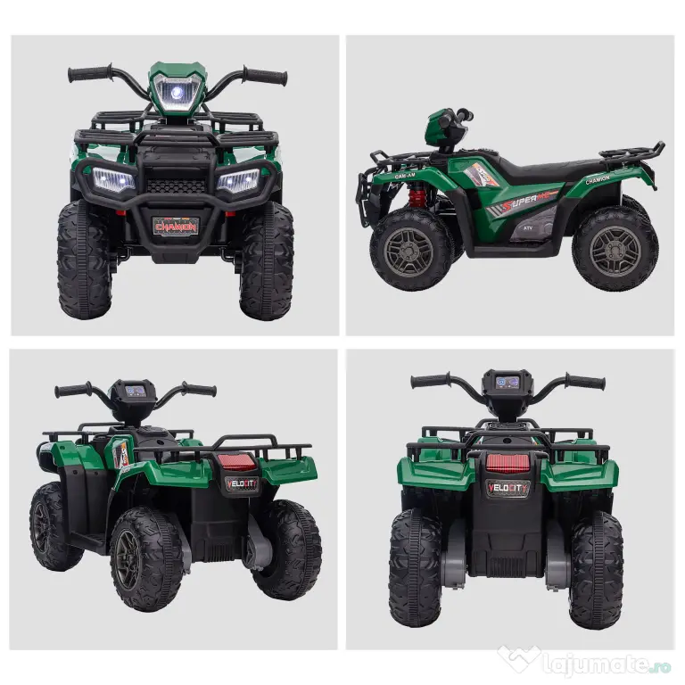 ATV electric copii, Ride-on, functii de mers inainte si inapoi, 12V, cu lumini | Aosom Romania