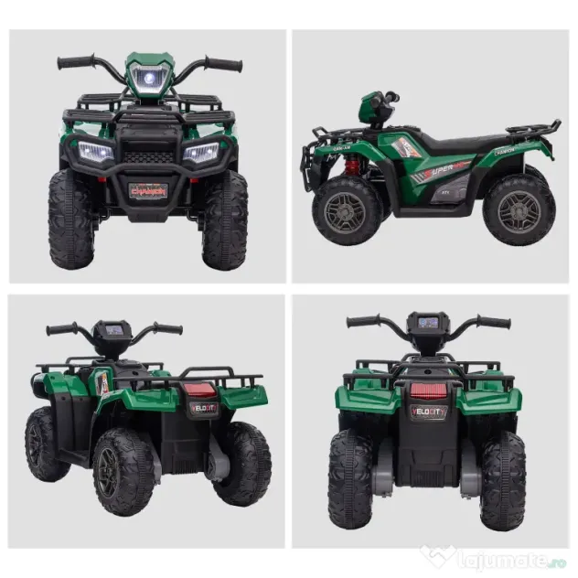 ATV electric copii, Ride-on, functii de mers inainte si inapoi, 12V, cu lumini | Aosom Romania