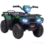 HOMCOM ATV pentru copii cu functii de mers inainte si inapoi, Masina Electrica Ride-on 12V ATV Jucarie ATV cu lumini LED Muzica pentru 3-5 ani, Verde
