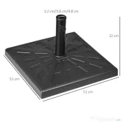 Outsunny Suport Umbrelă de Grădină din Rășină 19kg, Bază Pătrată pentru Stabilitate, Greutate Suport Umbrele | Aosom Romania
