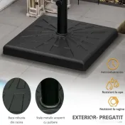 Outsunny Suport Umbrelă de Grădină din Rășină 19kg, Bază Pătrată pentru Stabilitate, Greutate Suport Umbrele | Aosom Romania