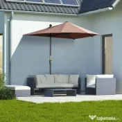 Outsunny Umbrelă de Terasă 200x190x240 cm cu Manivelă, Stâlp din Oțel și Bază în Formă de Cruce Anti-UV pentru Terasă și Balcon, Gri | Aosom Romania