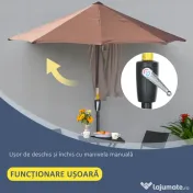 Outsunny Umbrelă de Terasă 200x190x240 cm cu Manivelă, Stâlp din Oțel și Bază în Formă de Cruce Anti-UV pentru Terasă și Balcon, Gri | Aosom Romania