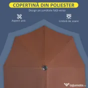 Outsunny Umbrelă de Terasă 200x190x240 cm cu Manivelă, Stâlp din Oțel și Bază în Formă de Cruce Anti-UV pentru Terasă și Balcon, Gri | Aosom Romania