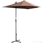 Outsunny Umbrelă de Terasă 200x190x240 cm cu Manivelă, Stâlp din Oțel și Bază în Formă de Cruce Anti-UV pentru Terasă și Balcon, Gri