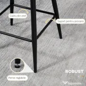 HOMCOM Scaune Bar de 2 piese, Moderne cu Tapiterie din Casmir Artificial, cu Spatar si suport pentru picioare, Crem Alb | Aosom Romania