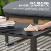 Outsunny Set Mobilier de Exterior cu Măsuță din Sticlă, Canapea, 2 Fotolii și Perne, Gri | Aosom Romania
