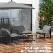 Outsunny Set Mobilier de Exterior cu Măsuță din Sticlă, Canapea, 2 Fotolii și Perne, Gri | Aosom Romania