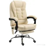 Vinsetto Fotoliu pentru Masaj Pivotant si Ergonomic cu Inaltime Reglabila cu 6 Puncte de Vibratie, 65x160x104 cm, Crem