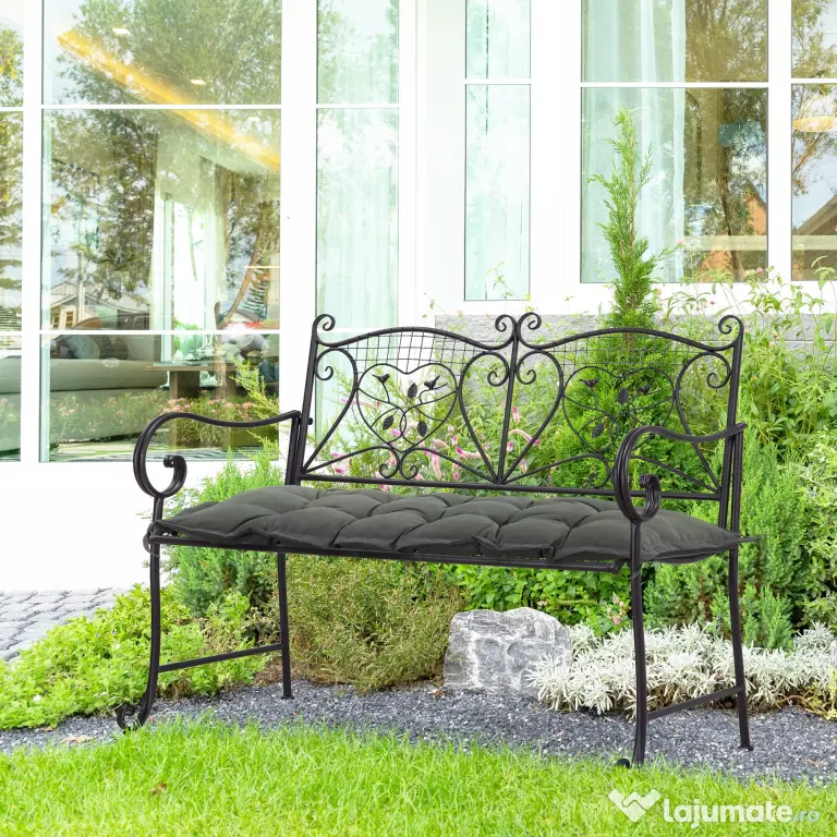 Outsunny Pernă pentru Bancă de Terasă, Confort Extra cu Grosime de 10 cm, Ideală pentru Scaune de Exterior, 2 Locuri, Gri | Aosom Romania