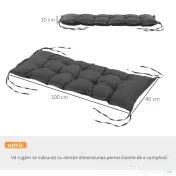 Outsunny Pernă pentru Bancă de Terasă, Confort Extra cu Grosime de 10 cm, Ideală pentru Scaune de Exterior, 2 Locuri, Gri | Aosom Romania 