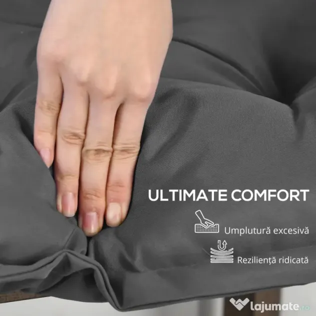 Outsunny Pernă pentru Bancă de Terasă, Confort Extra cu Grosime de 10 cm, Ideală pentru Scaune de Exterior, 2 Locuri, Gri | Aosom Romania