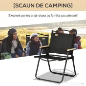 Outsunny Scaun de Camping și Plajă Pliabil cu Cotiere, 54x59x78 cm, Negru | Aosom Romania
