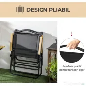 Outsunny Scaun de Camping și Plajă Pliabil cu Cotiere, 54x59x78 cm, Negru | Aosom Romania