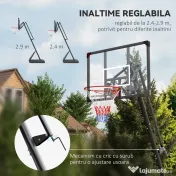 SportNow Cos Baschet Reglabil 2.4-2.9 m – Baza Stabila & Mobila 