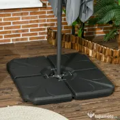 Outsunny Set 4 Baze Umbrelă Grădină din Plastic HDPE, Rezistente la Apă/Nisip, 103x103x8.3 cm, Negru | Aosom Romania