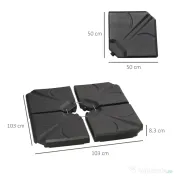 Outsunny Set 4 Baze Umbrelă Grădină din Plastic HDPE, Rezistente la Apă/Nisip, 103x103x8.3 cm, Negru | Aosom Romania