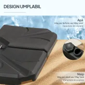 Outsunny Set 4 Baze Umbrelă Grădină din Plastic HDPE, Rezistente la Apă/Nisip, 103x103x8.3 cm, Negru | Aosom Romania