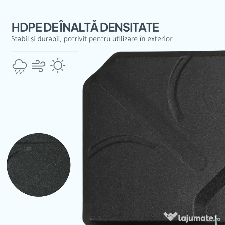 Outsunny Set 4 Baze Umbrelă Grădină din Plastic HDPE, Rezistente la Apă/Nisip, 103x103x8.3 cm, Negru | Aosom Romania