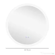 Kleankin Oglindă Rotundă LED pentru Baie, Reglabilă, 3 Temperaturi de Culoare, Anti-Ceță, 70cm | Aosom Romania