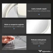 Kleankin Oglindă Rotundă LED pentru Baie, Reglabilă, 3 Temperaturi de Culoare, Anti-Ceță, 70cm | Aosom Romania