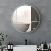 Kleankin Oglindă Rotundă LED pentru Baie, Reglabilă, 3 Temperaturi de Culoare, Anti-Ceță, 70cm | Aosom Romania