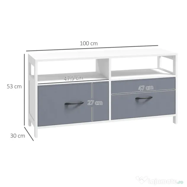 Suport Dulap TV pentru Televizoare de pana la 45”, cu Sertare Pliabile si Rafturi de Depozitare pentru Camera de Zi, Dormitor HOMCOM | Aosom Romania