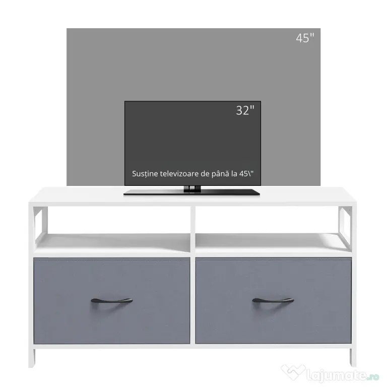 Suport Dulap TV pentru Televizoare de pana la 45”, cu Sertare Pliabile si Rafturi de Depozitare pentru Camera de Zi, Dormitor HOMCOM | Aosom Romania