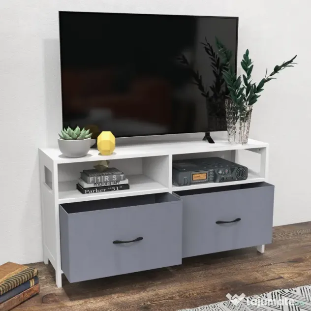 Suport Dulap TV pentru Televizoare de pana la 45”, cu Sertare Pliabile si Rafturi de Depozitare pentru Camera de Zi, Dormitor HOMCOM | Aosom Romania