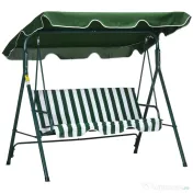 Outsunny Balansoar de Gradina 3 Locuri Acoperis Parasolar si Structura din Otel si Poliester, 172x110x153 cm, Alb si Verde | Aosom Romania 
