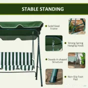 Outsunny Balansoar de Gradina 3 Locuri Acoperis Parasolar si Structura din Otel si Poliester, 172x110x153 cm, Alb si Verde | Aosom Romania 